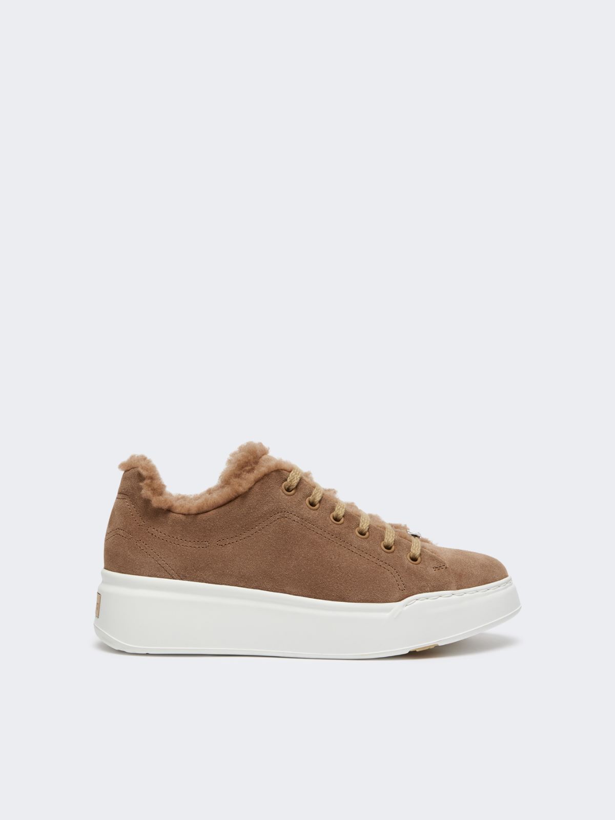 Sneakers en cuir suédé et tissu Teddy - NOISETTE - Max Mara - 9