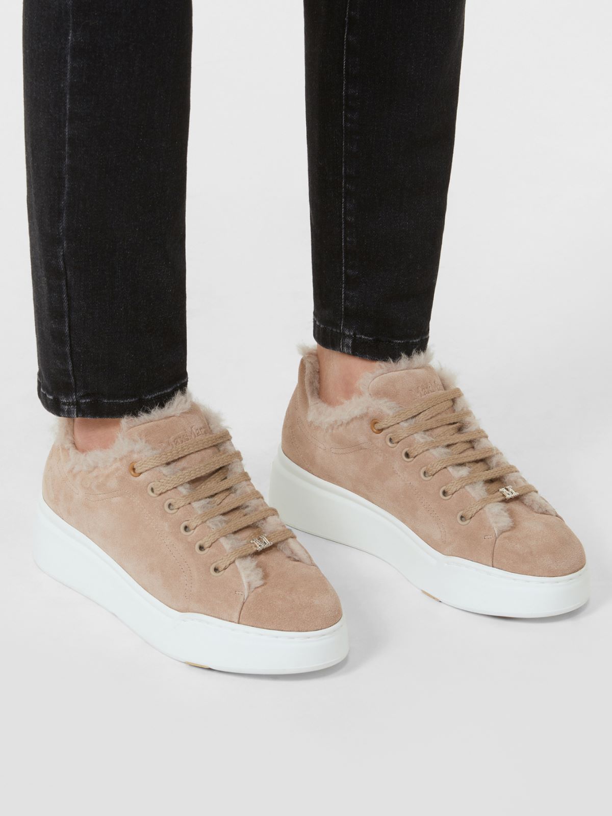 Sneakers in suede, and alpaca and cashmere Teddy fabric - MUD - Max Mara - 12
