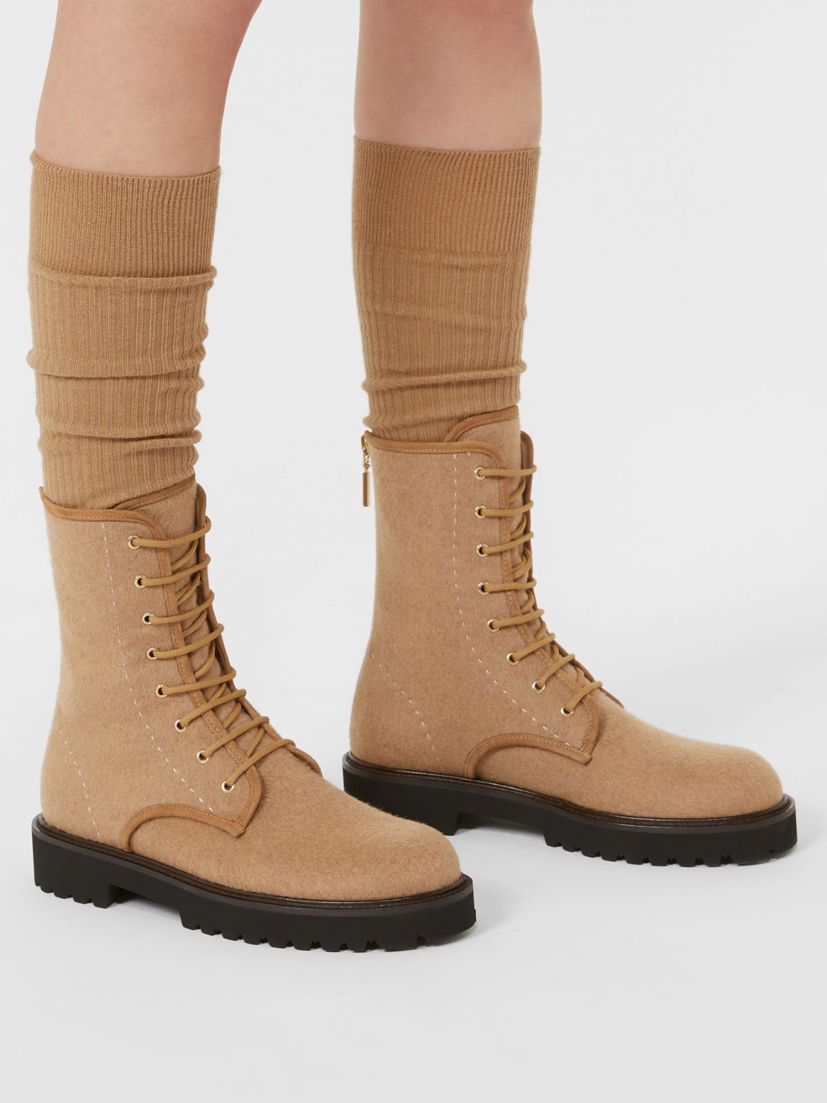 Water-repellent camel combat boots - CAMEL - Max Mara - 12