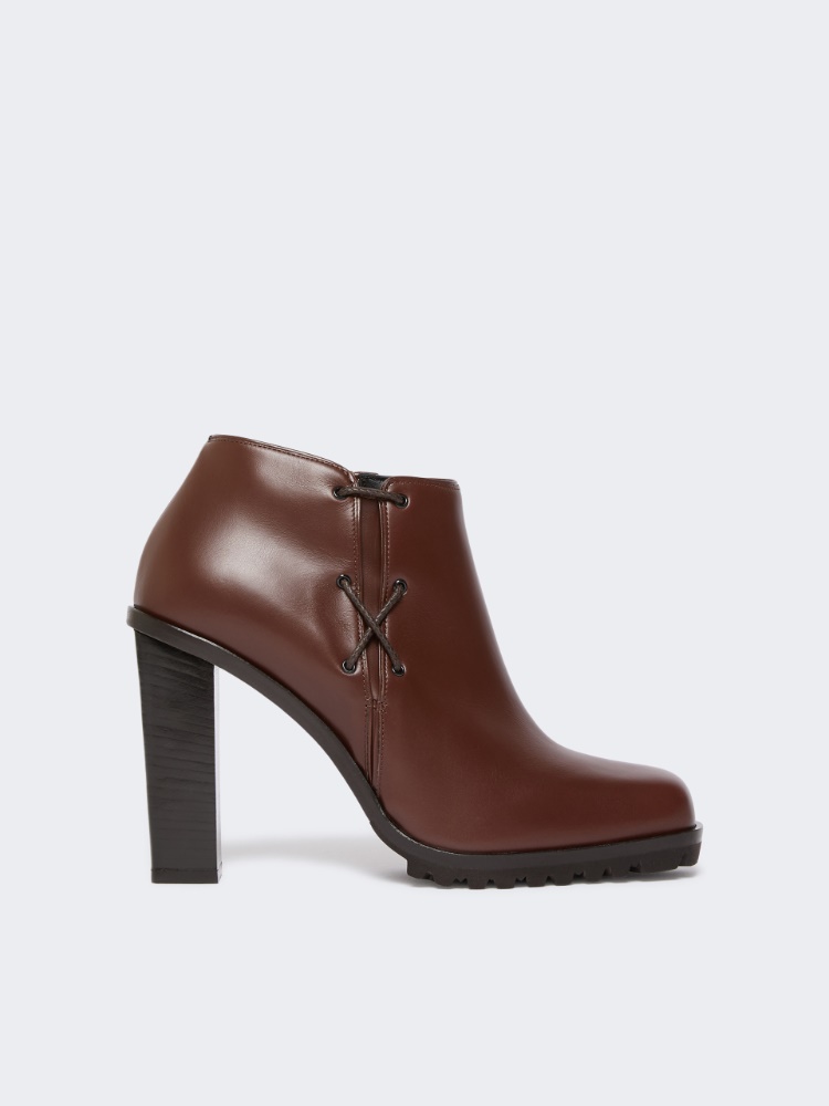 Botki z gładkiej skóry - KAKAOWY - Max Mara