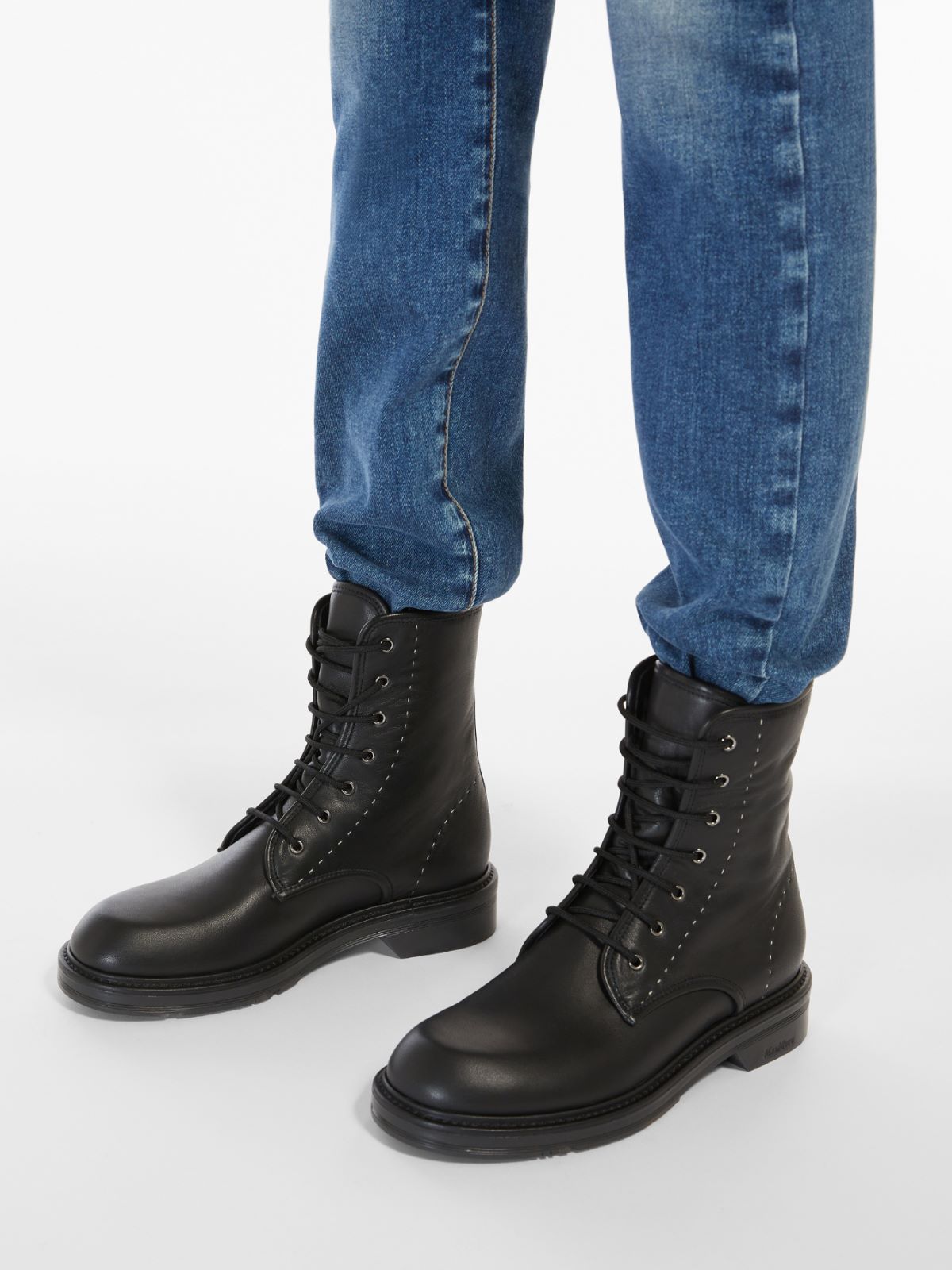 Leather combat boots - BLACK - Max Mara - 12