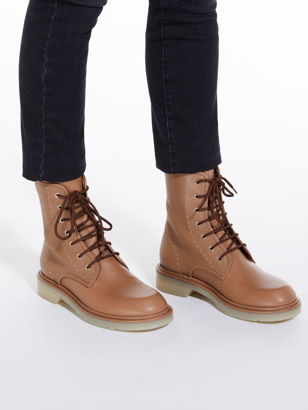 Leather combat boots - HAZELNUT BROWN - Max Mara - 11