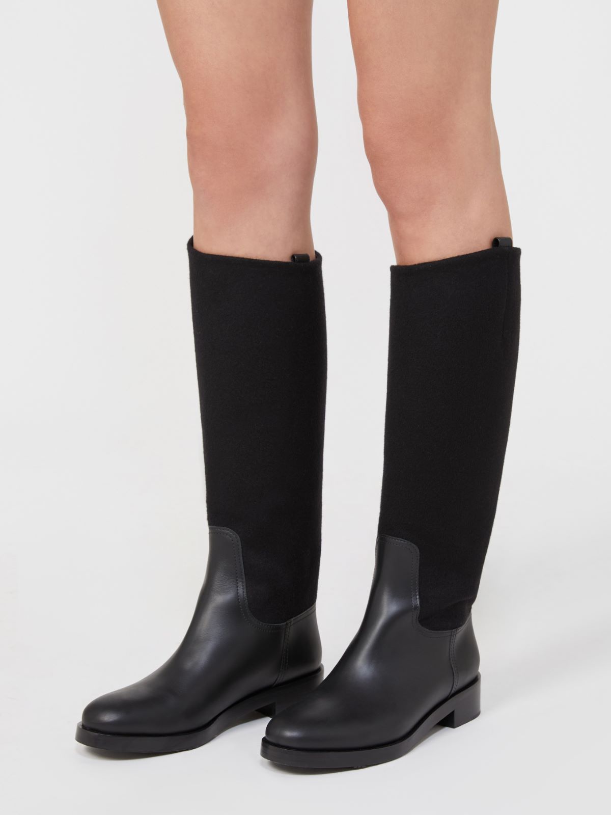 Camel and leather boots - BLACK - Max Mara - 11