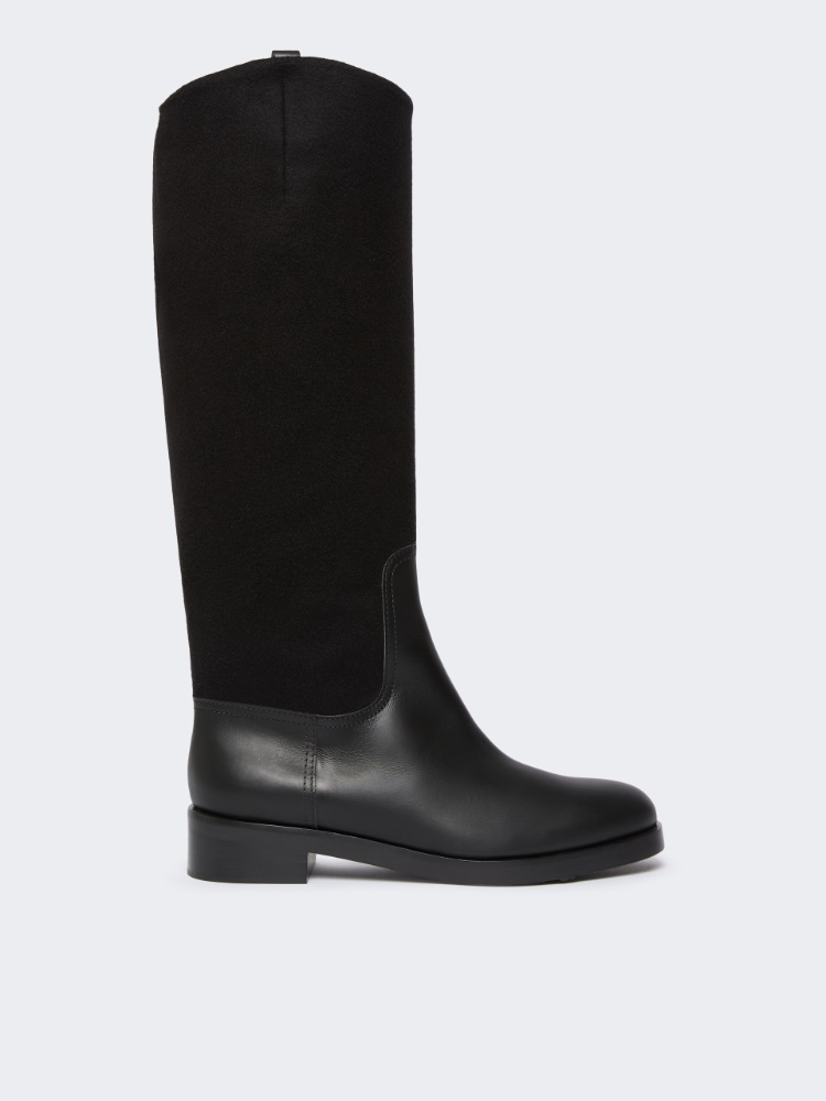 Stivale in cammello e pelle - NERO - Max Mara
