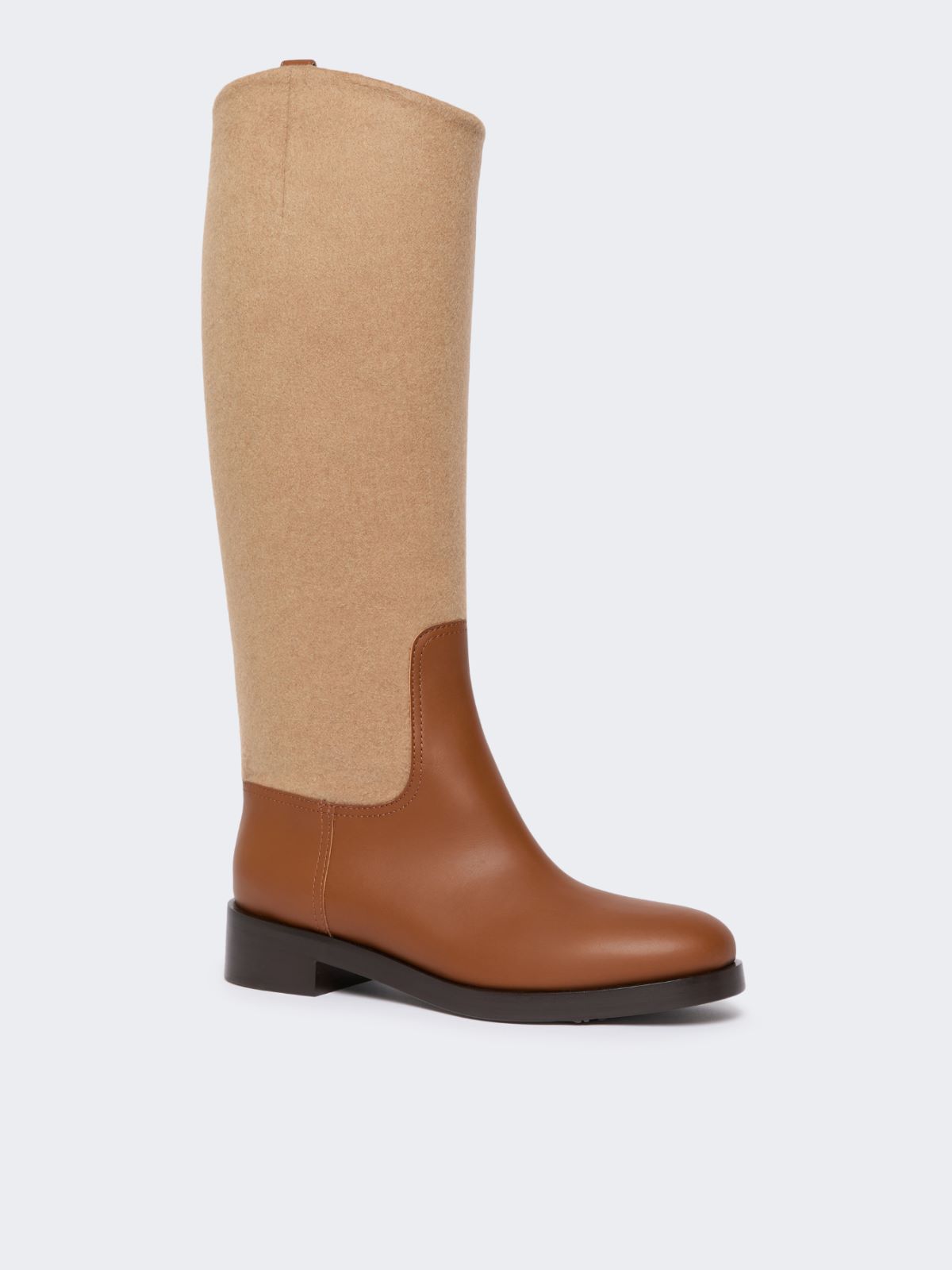Kozaki z wełny wielbłądziej i skóry - BURSZTYNOWO-BRĄZOWY - Max Mara - 2
