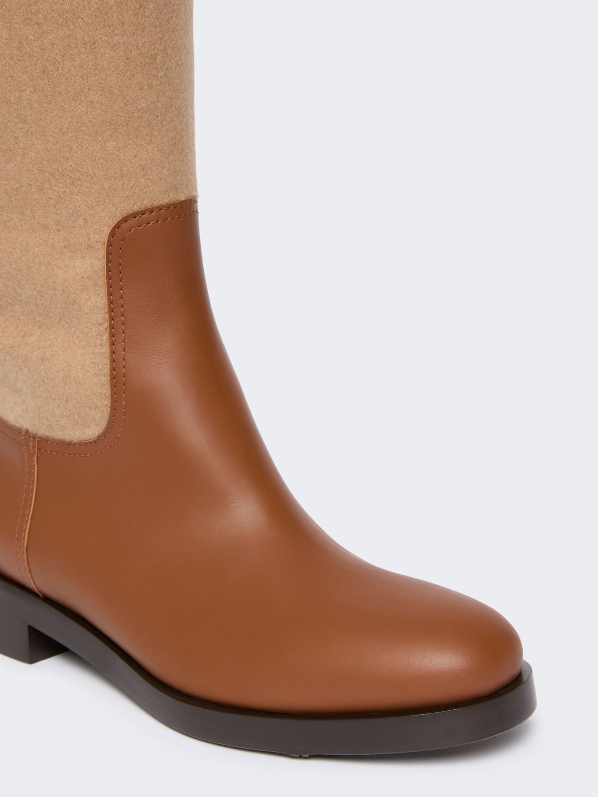 Kozaki z wełny wielbłądziej i skóry - BURSZTYNOWO-BRĄZOWY - Max Mara - 4