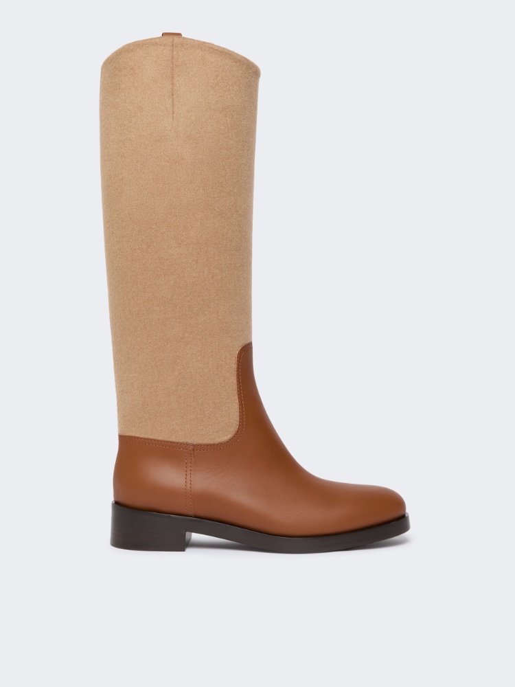 Bottes en chameau et cuir - AMBRE MARRON - Max Mara
