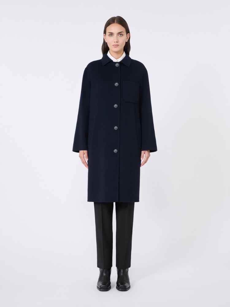 Single-breasted wool coat, navy | 