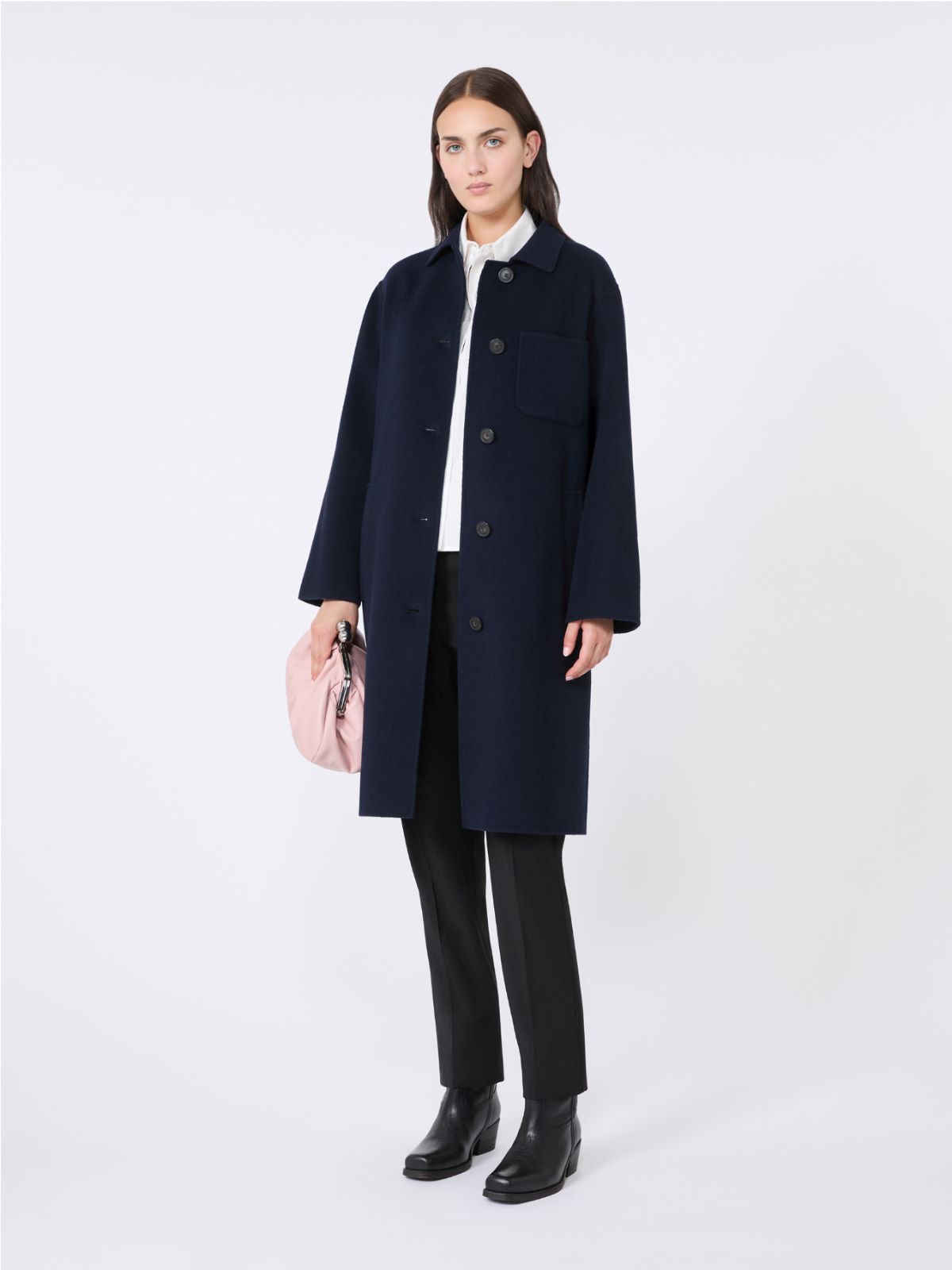 Single-breasted wool coat - NAVY - Max Mara