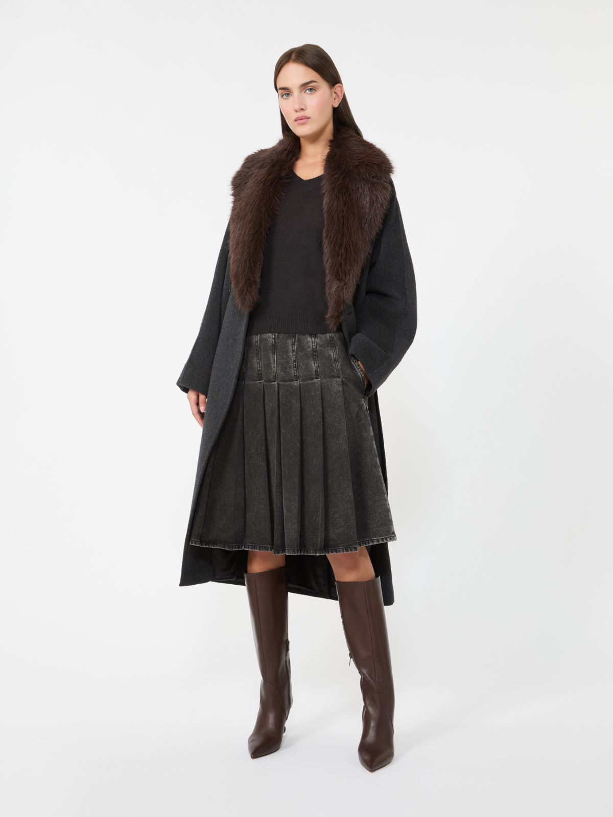 Wool wrap coat - DARK GREY - Max Mara
