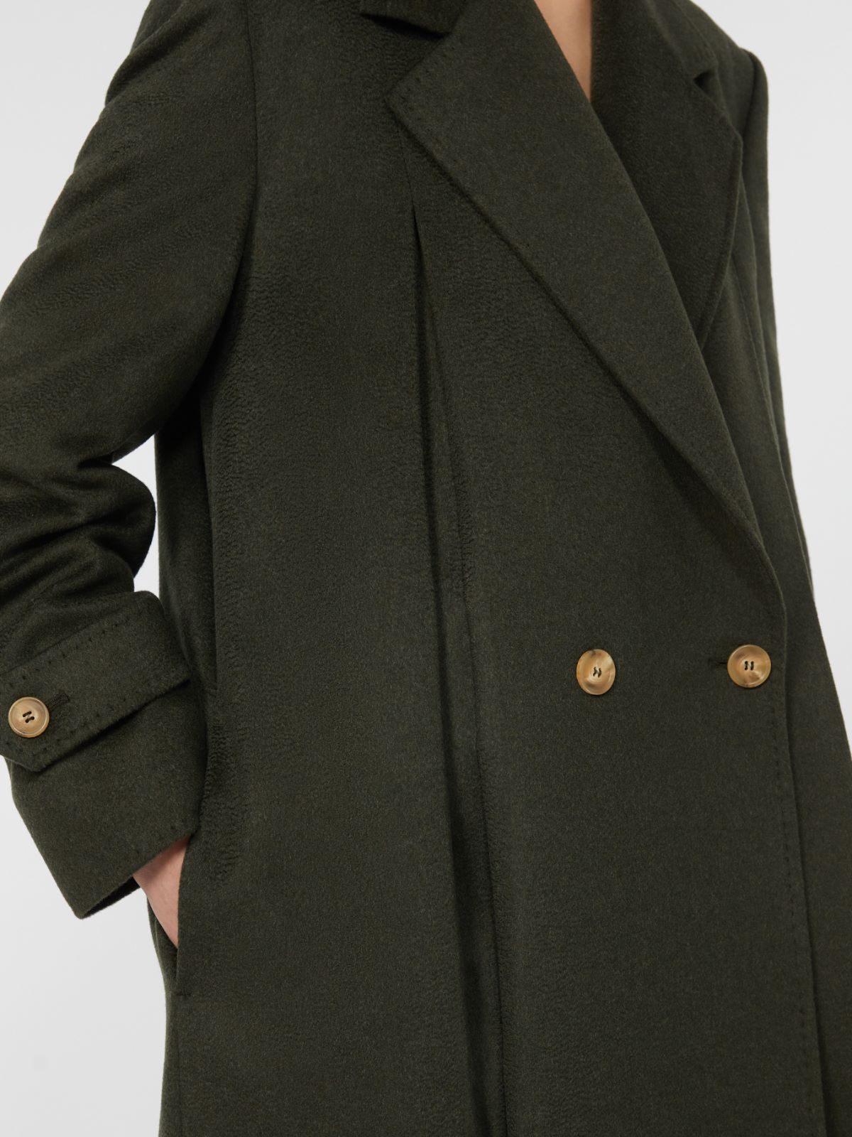 Płaszcz z wełnianego sukna - CIEMNOZIELONY - Max Mara - 4