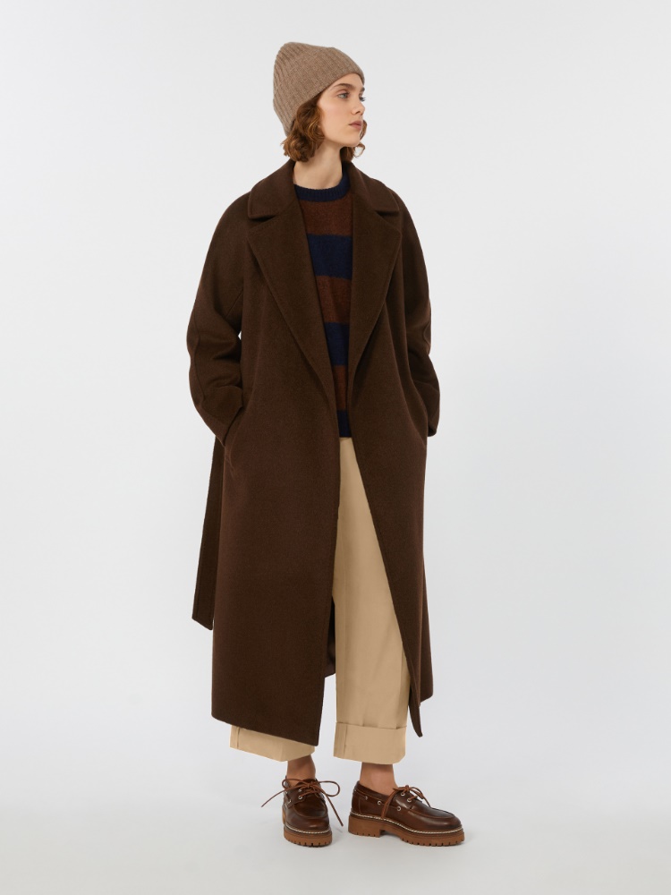Long wool and alpaca coat - CHOCOLATE - Max Mara