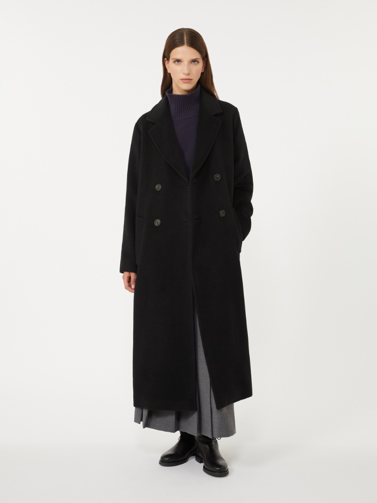 Double-breasted coat in wool and alpaca - BLACK - Max Mara