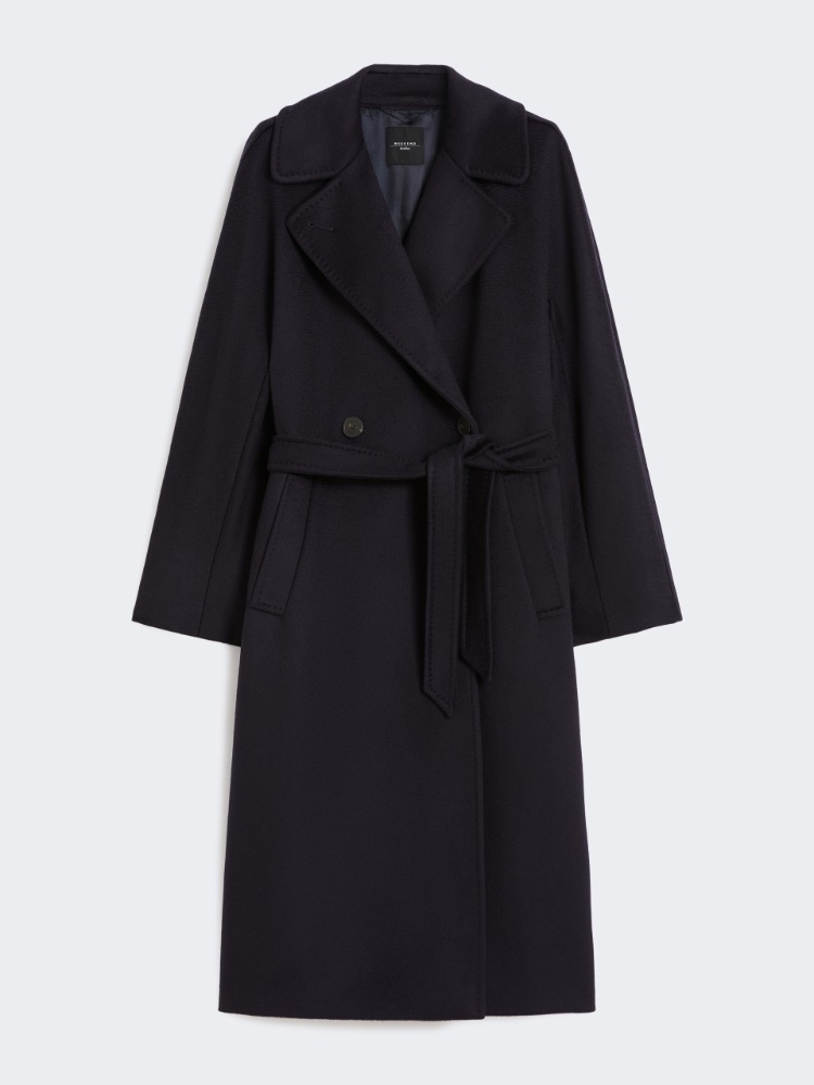 Manteau mi-long à double boutonnage en laine - BLEU - Max Mara