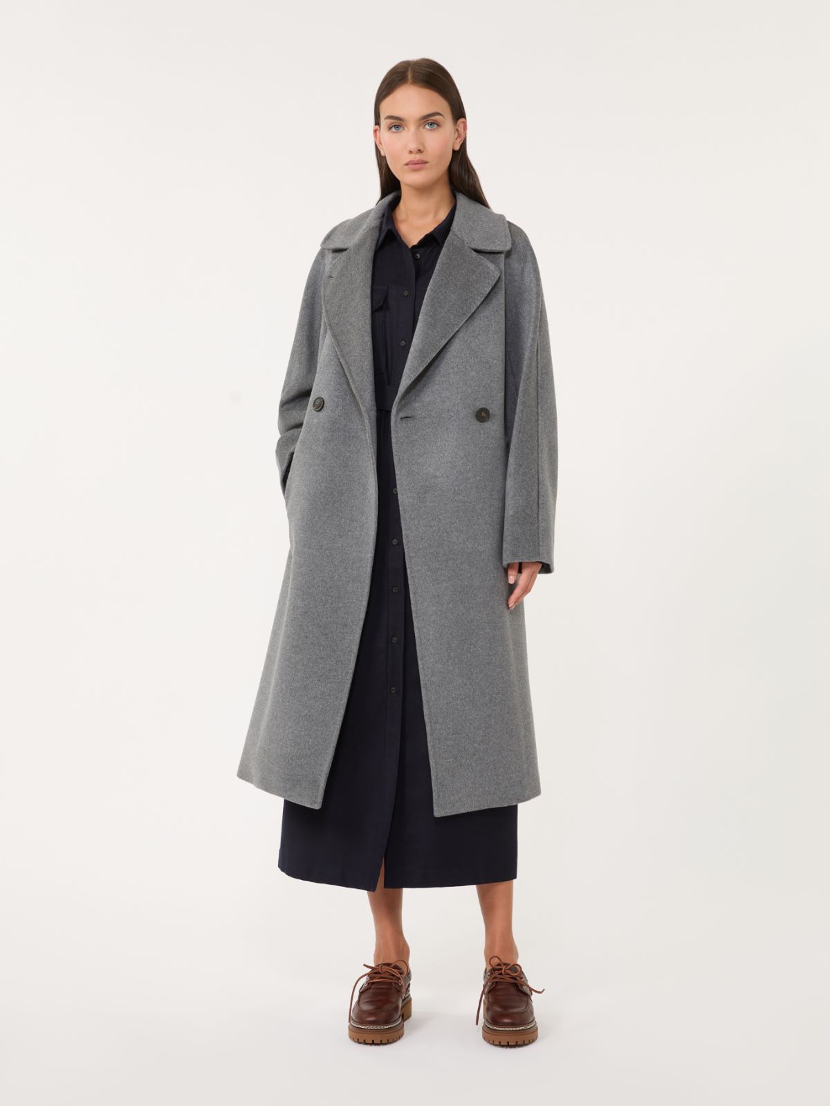 Double-breasted wool midi coat - DARK GREY - Max Mara