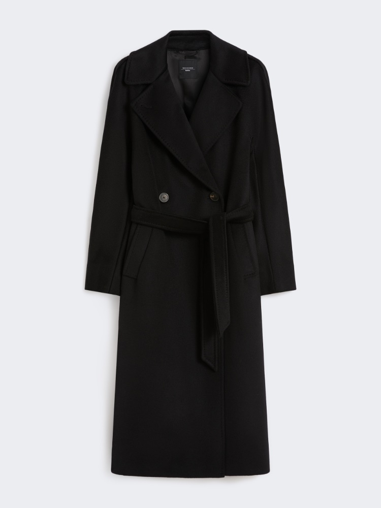 Manteau mi-long à double boutonnage en laine - NOIR - Max Mara