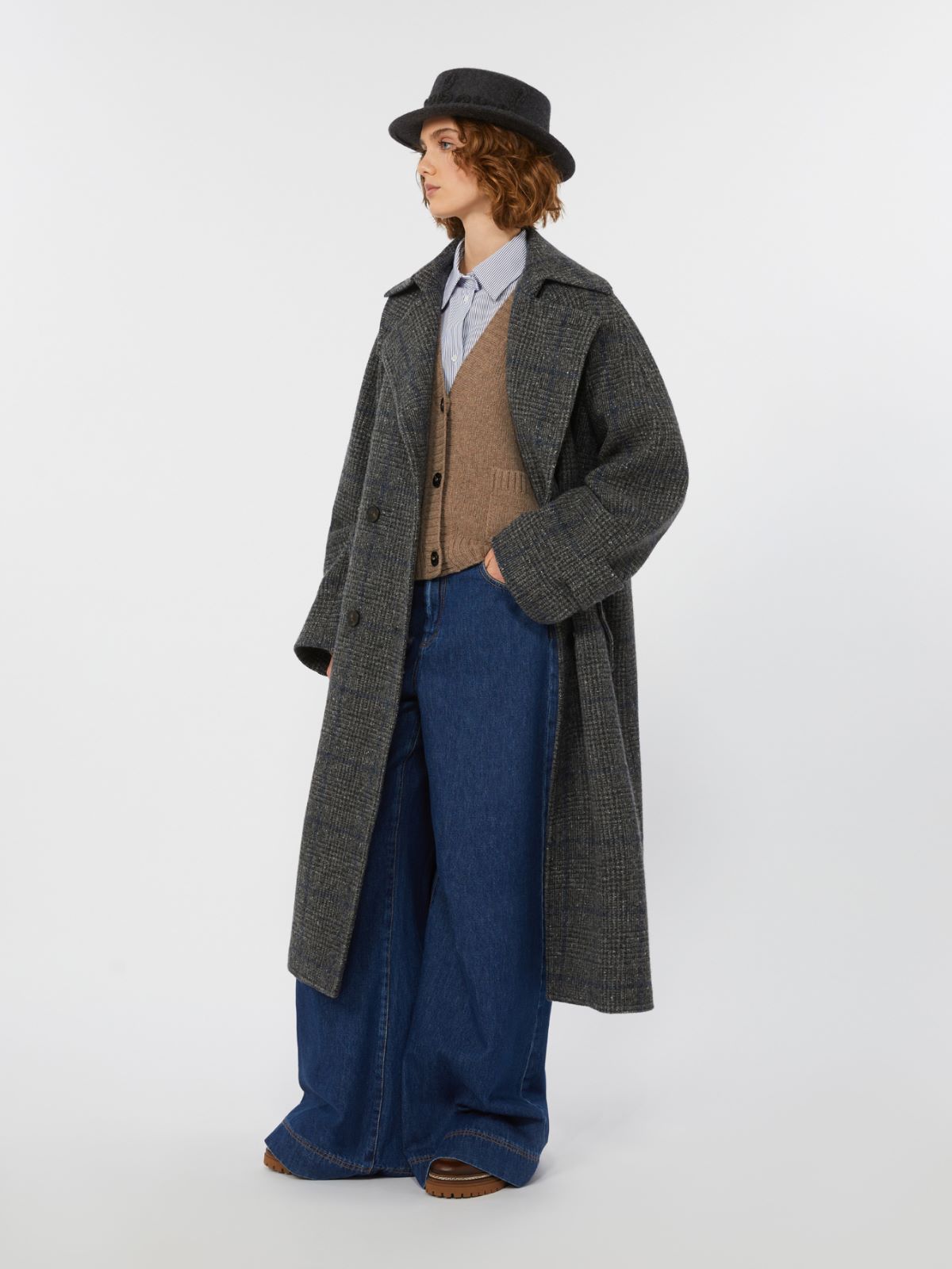 Long wool tweed coat - DARK GREY - Max Mara
