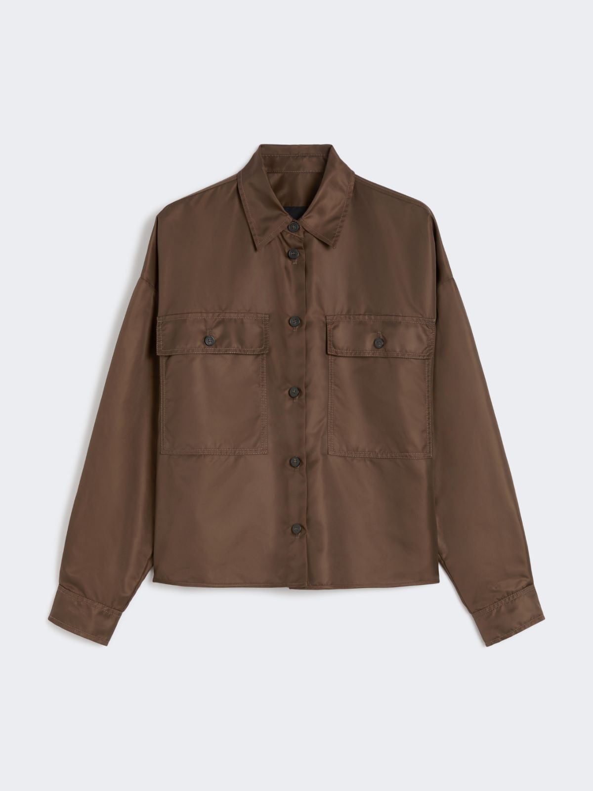 Water-repellent twill cropped shirt - CHOCOLATE - Max Mara - 9