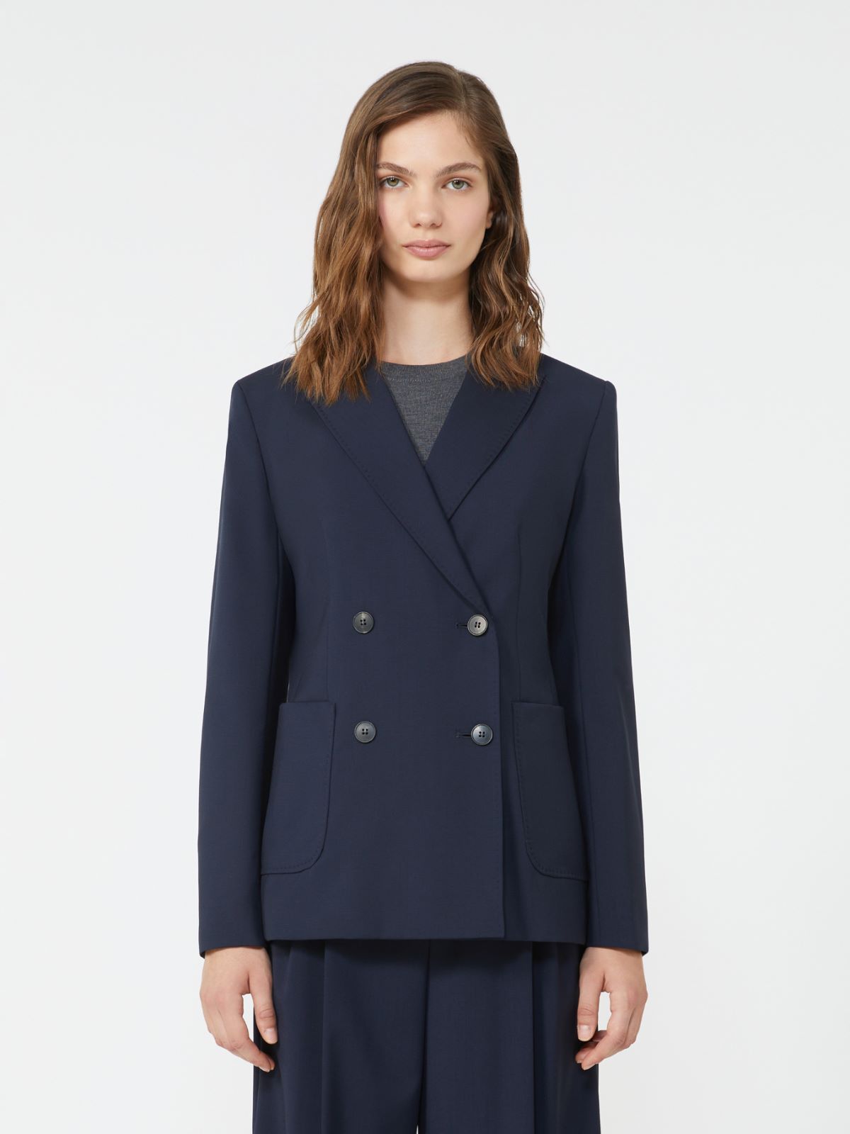 Double-breasted blazer in wool canvas - NAVY - Max Mara - 2
