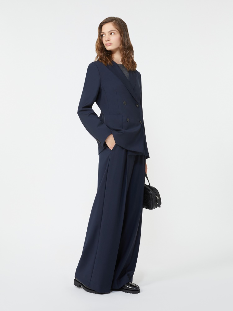 Blazer de tela de lana con cierre cruzado de doble botón - AZUL - Max Mara