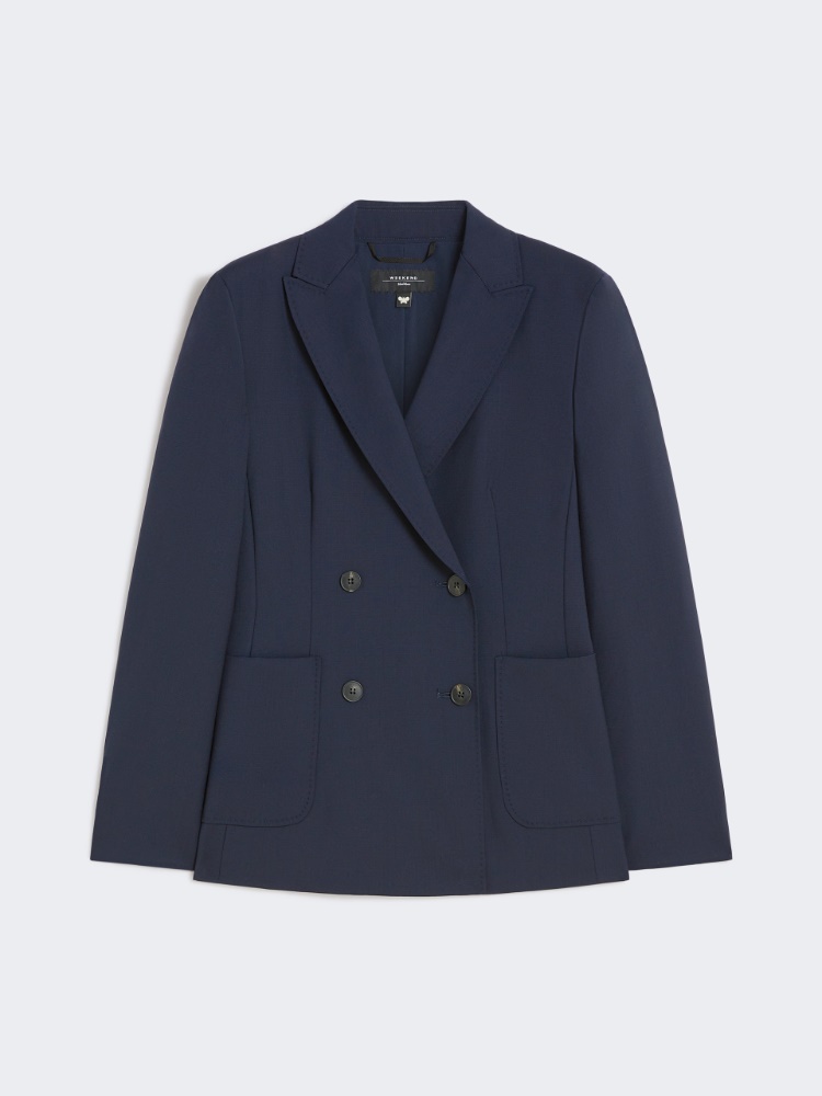 Blazer de tela de lana con cierre cruzado de doble botón - AZUL - Max Mara