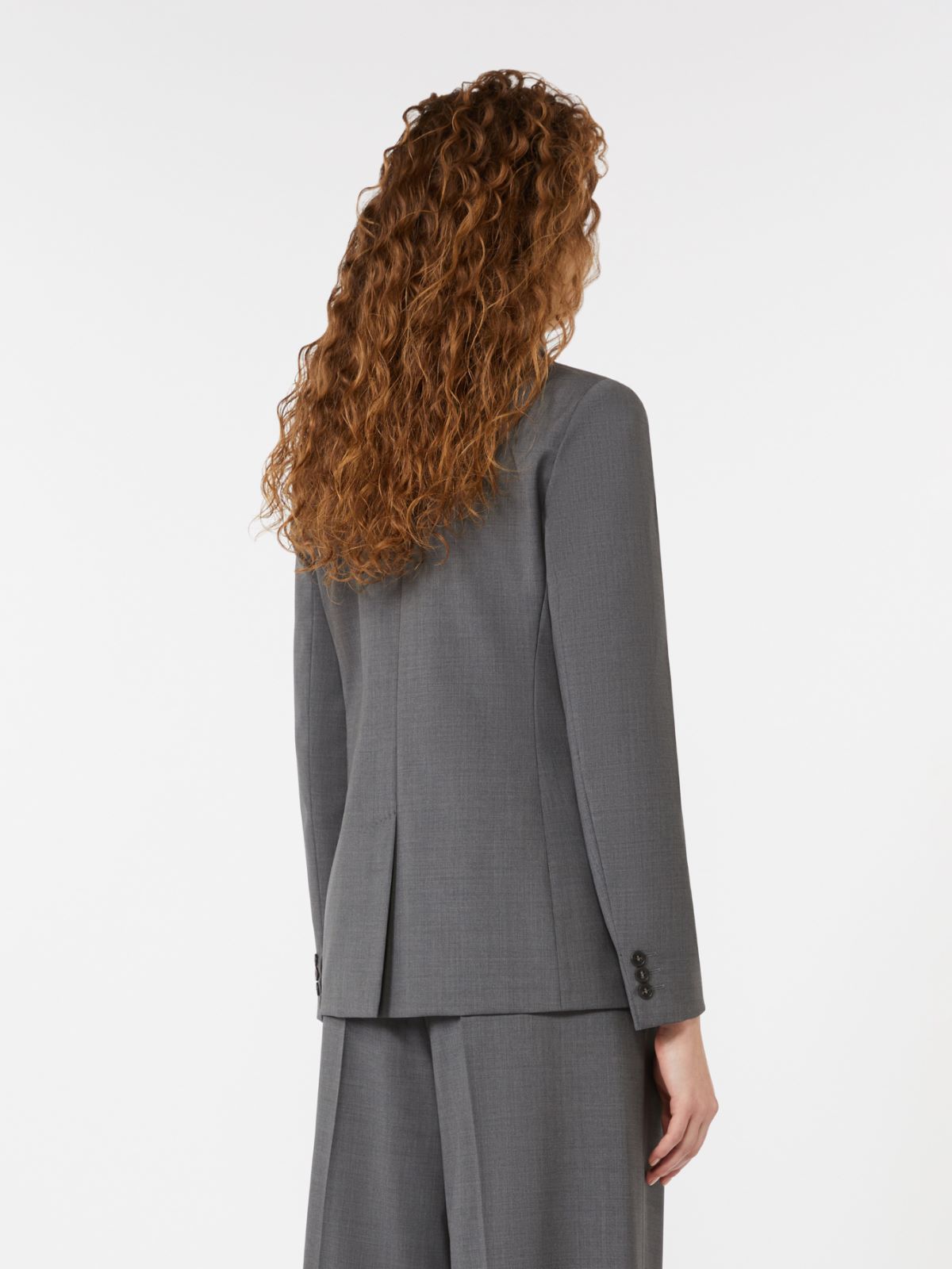 Blazer à double boutonnage en toile de laine - GRIS MOYEN - Max Mara - 3