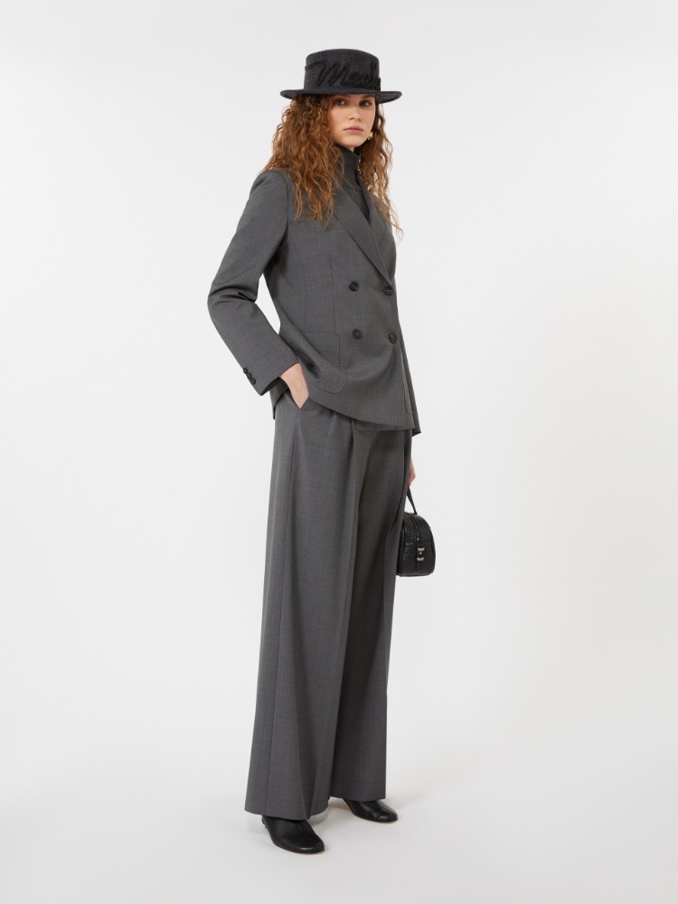 Blazer à double boutonnage en toile de laine - GRIS MOYEN - Max Mara