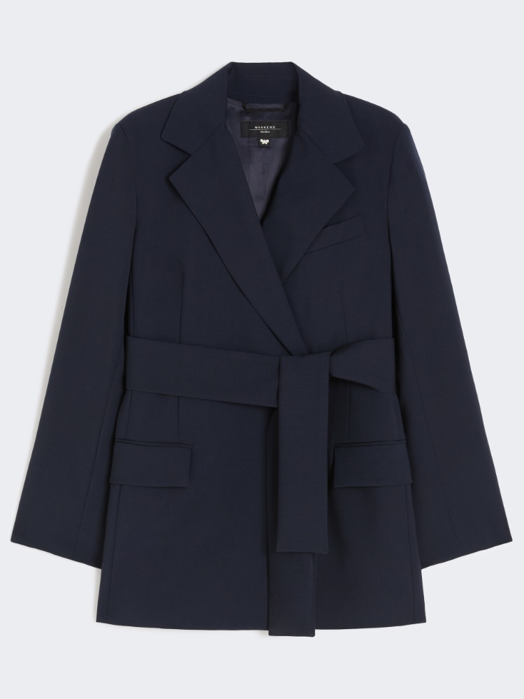 Jacke aus Wolle mit Gürtel - BLAU - Max Mara