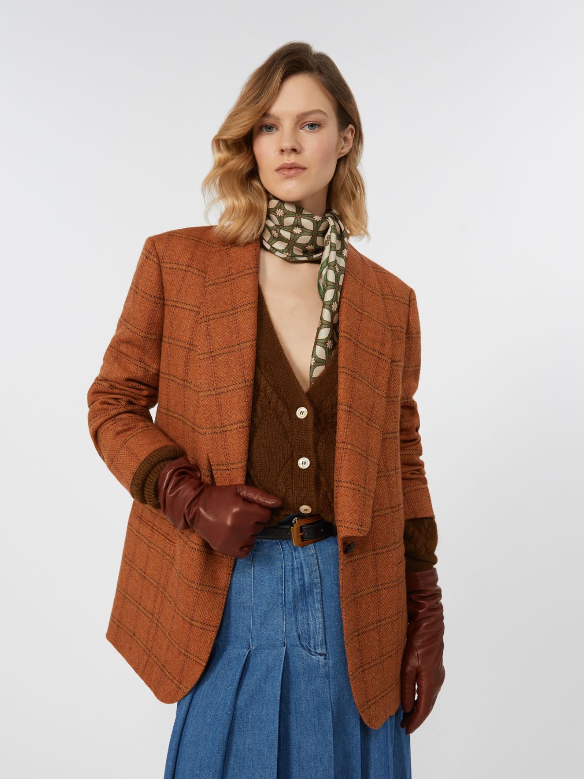Patterned wool blend blazer - ORANGE - Max Mara - 4