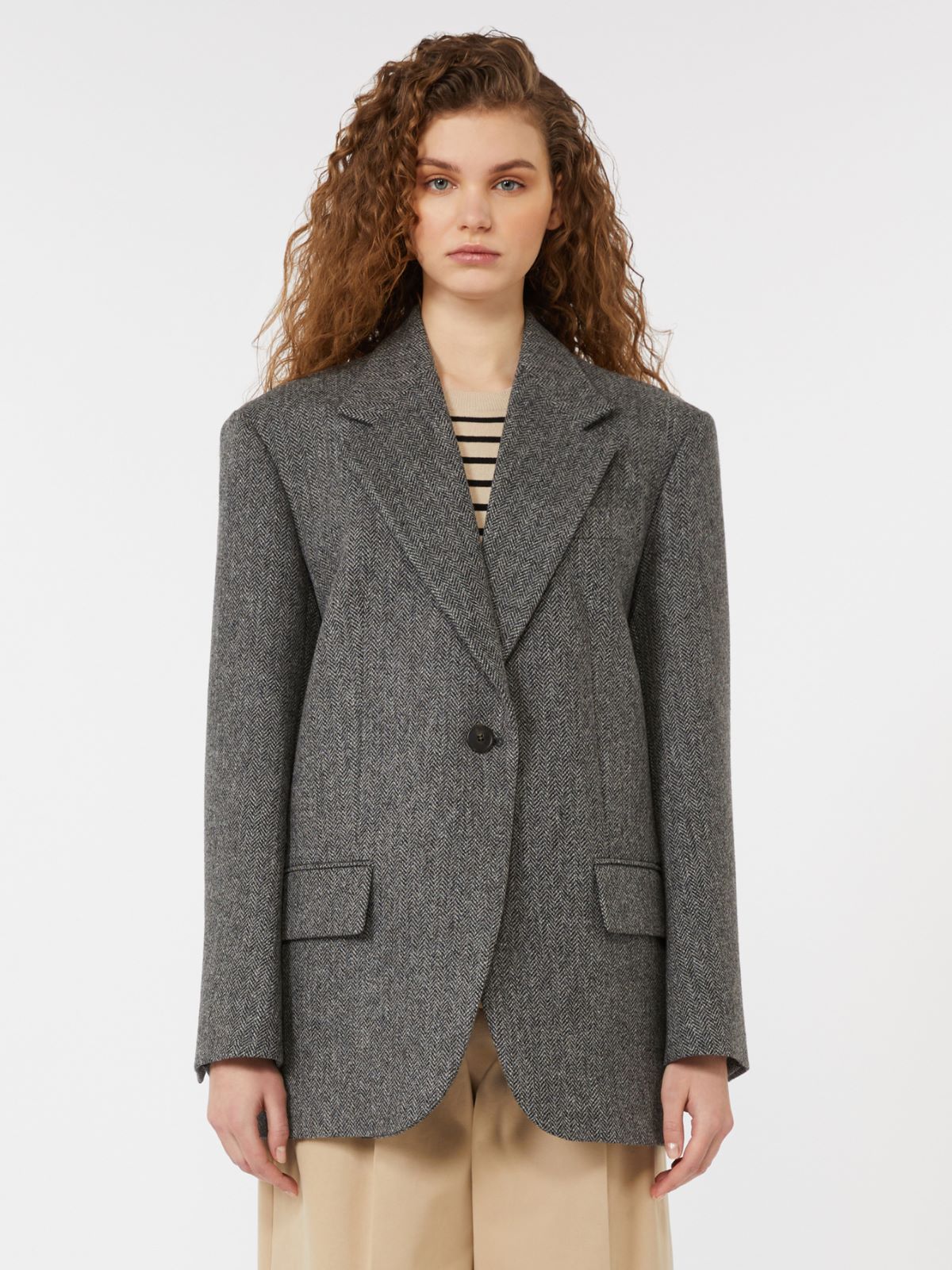 Blazer surdimensionné en laine - GRIS FONCE - Max Mara - 2