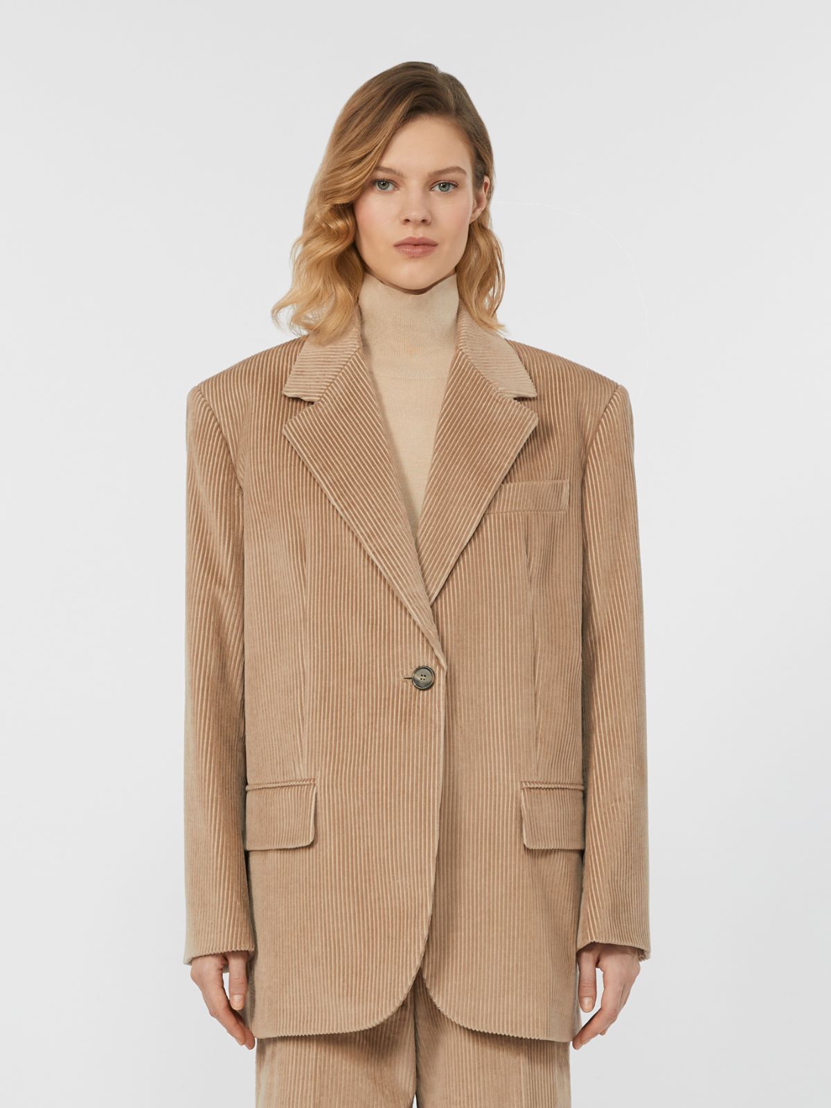 Single-breasted velvet blazer - SAND - Max Mara - 2