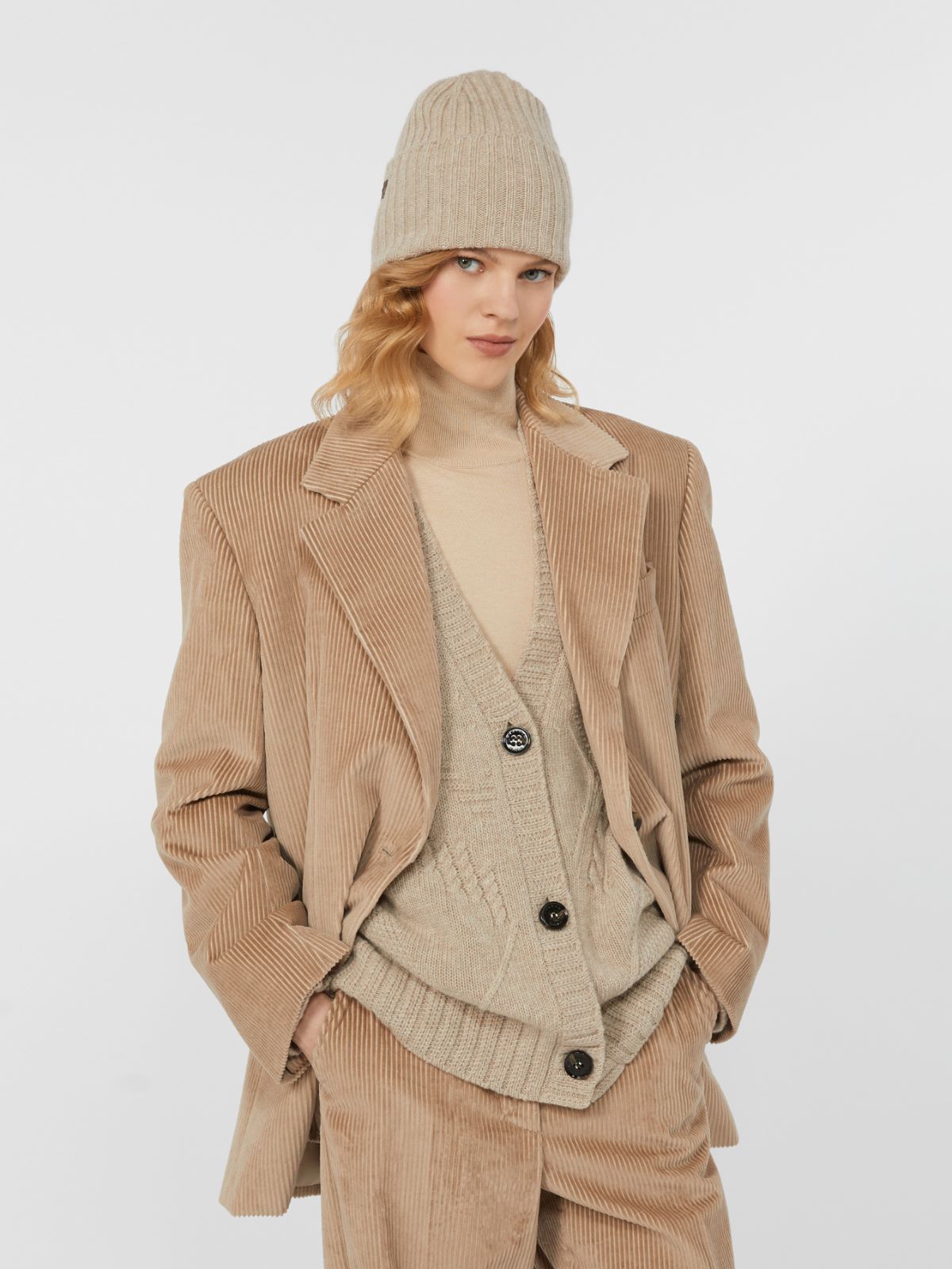 Single-breasted velvet blazer - SAND - Max Mara - 4