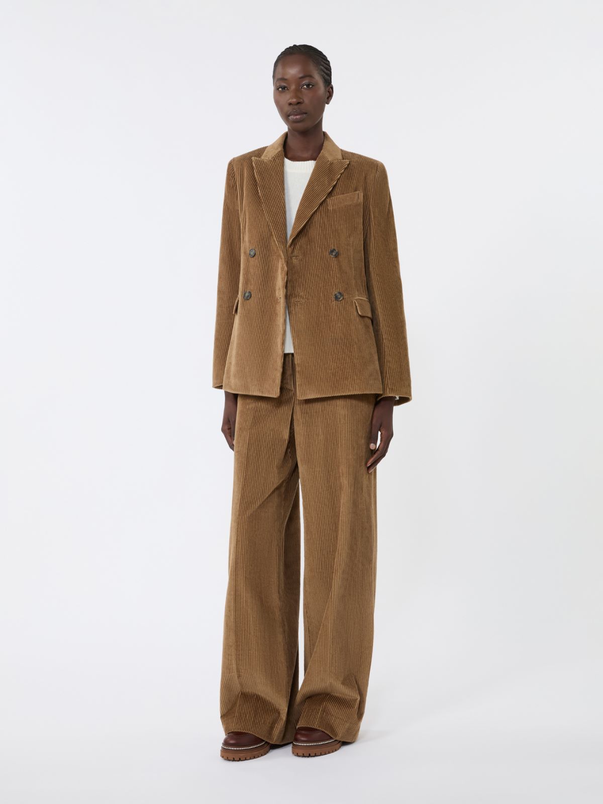 Double-breasted velvet blazer - HAZELNUT BROWN - Max Mara