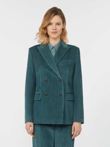 ジャケット MAX MARA BOTTLE GREEN STRETCH VELVET BLAZER Max Mara Studio Bottle Green Stretch Velvet Blazer | italist