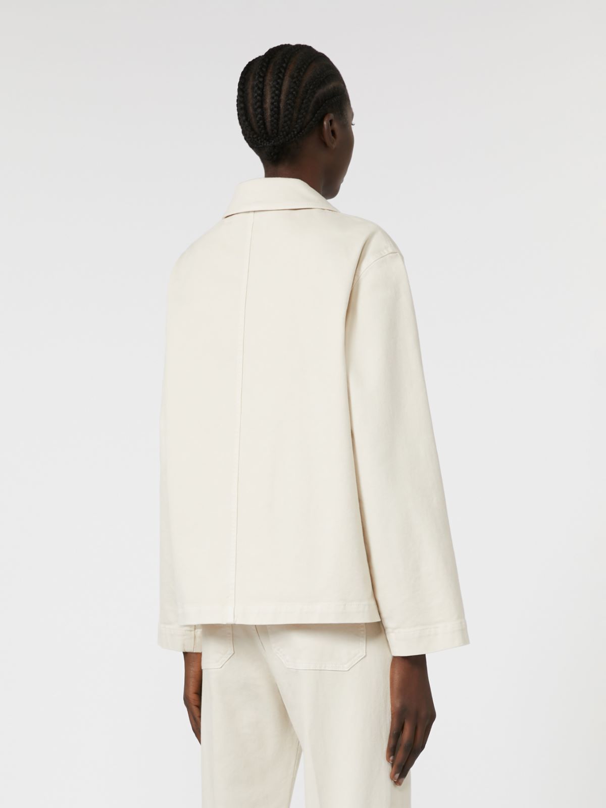 Straight-fit cotton bull denim jacket - IVORY - Max Mara - 3