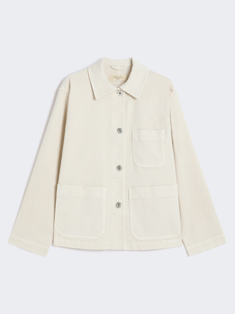Geradlinige Jacke aus Baumwollbull - ELFENBEINFARBEN - Max Mara