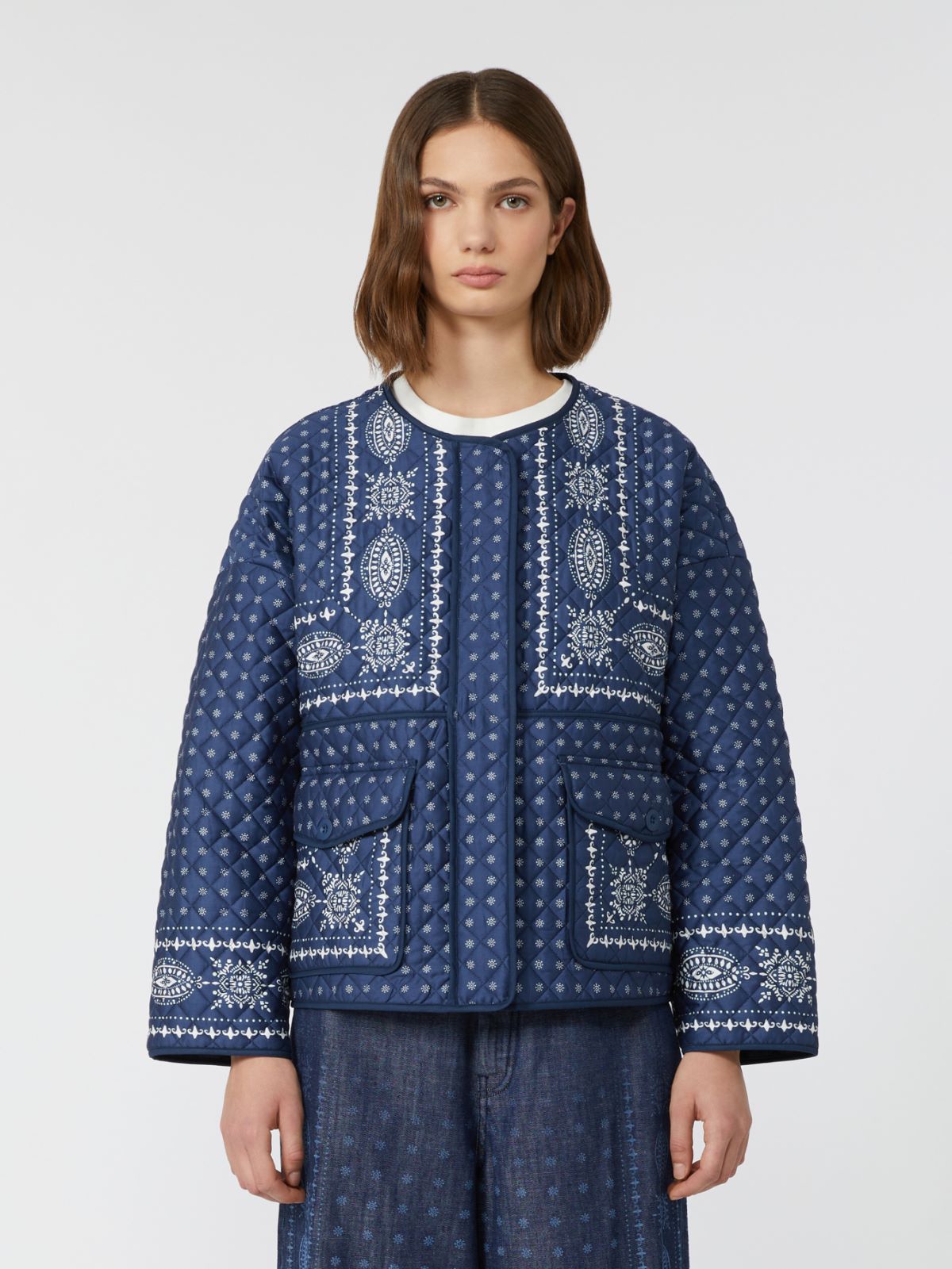 Quilted cotton crew-neck jacket - NAVY - Max Mara - 2