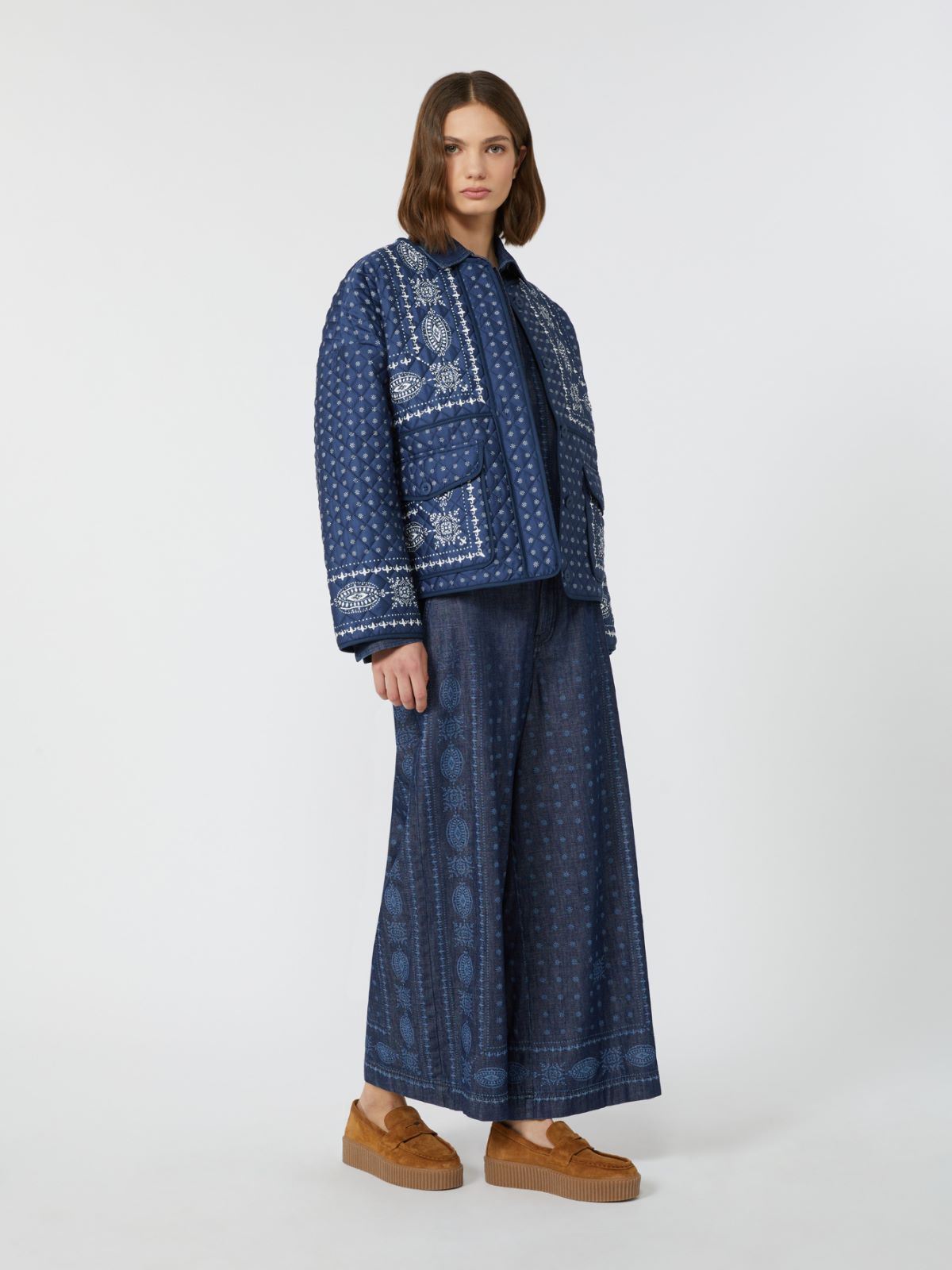 Quilted cotton crew-neck jacket + NAVY - Max Mara