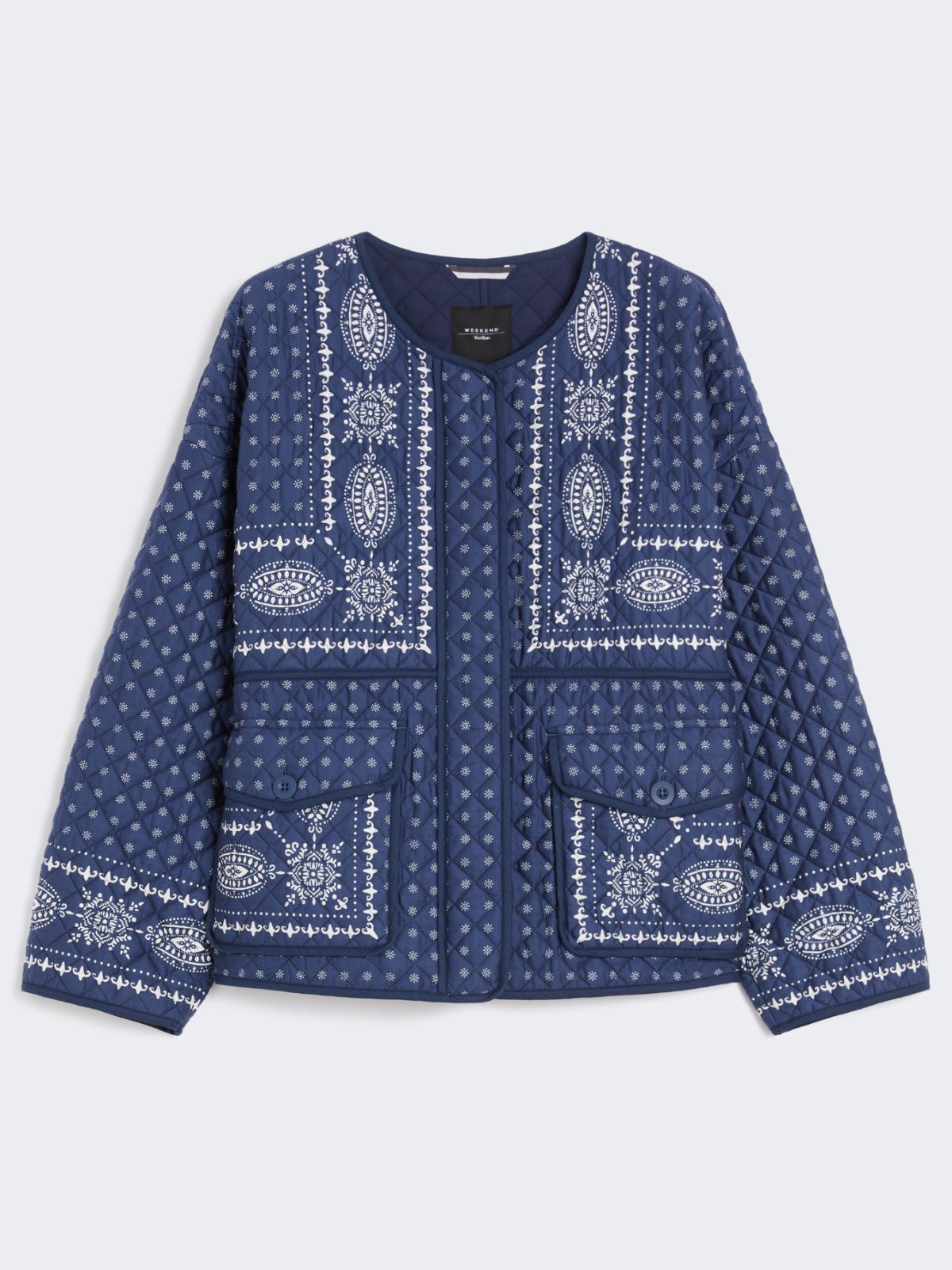 Quilted cotton crew-neck jacket - NAVY - Max Mara - 9