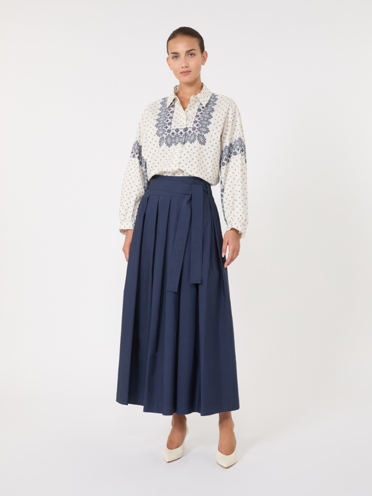 Falda plisada de algodón - AZUL - Max Mara