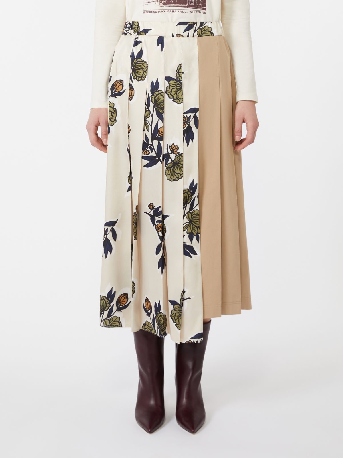 Plissee-Rock aus gemustertem Twill - BEIGE - Max Mara - 2