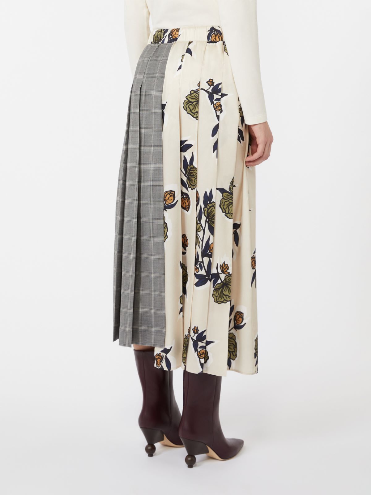 Plissee-Rock aus gemustertem Twill - BEIGE - Max Mara - 3