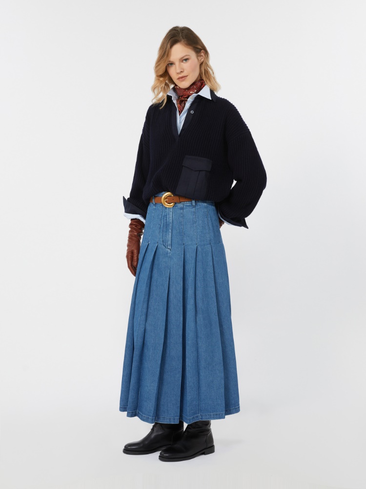 Cotton denim skirt - NAVY - Max Mara