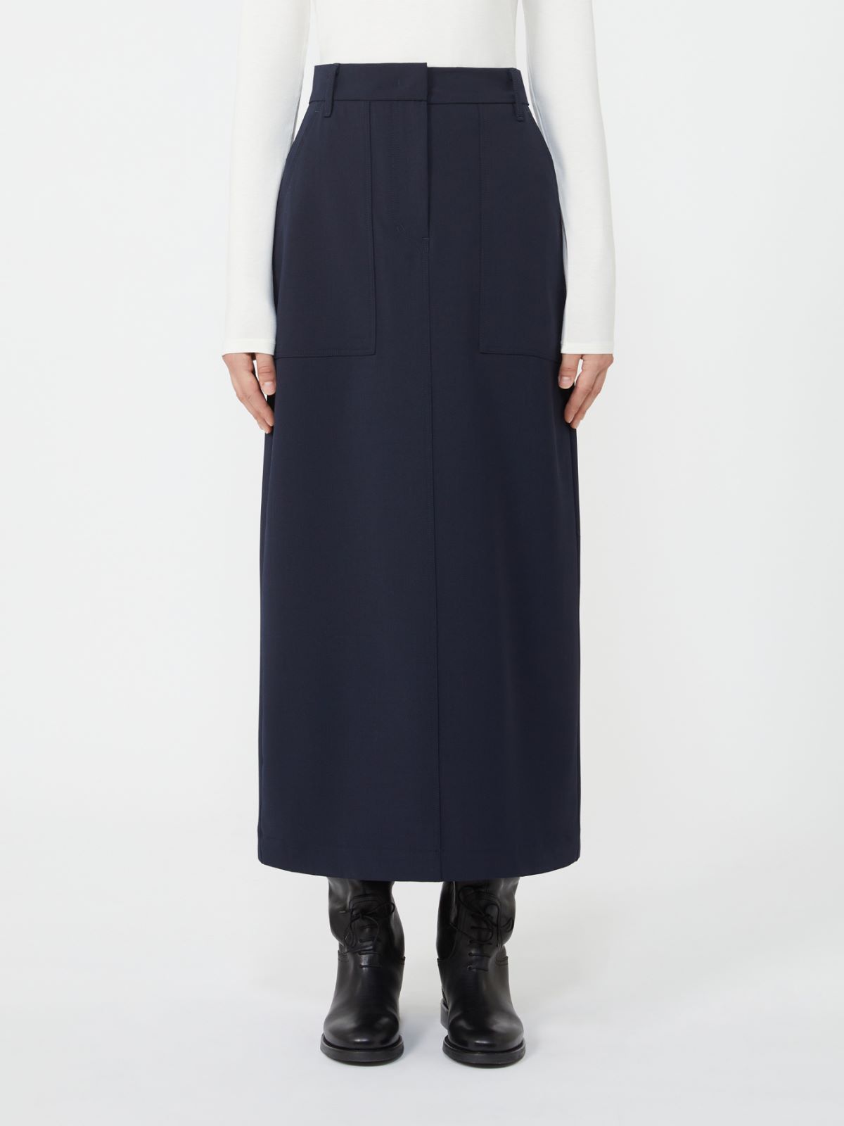 Falda larga en mezcla de lana - AZUL - Max Mara - 2