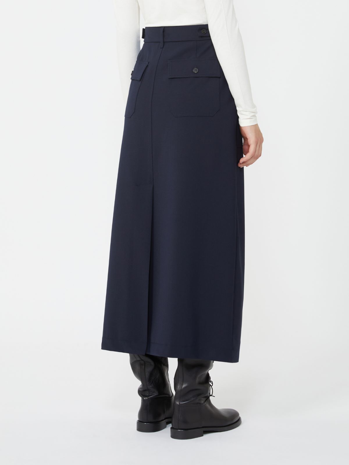 Falda larga en mezcla de lana - AZUL - Max Mara - 3