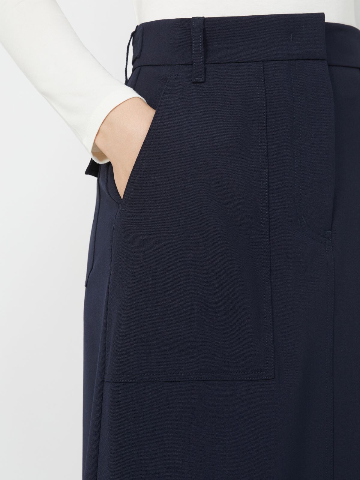 Falda larga en mezcla de lana - AZUL - Max Mara - 4