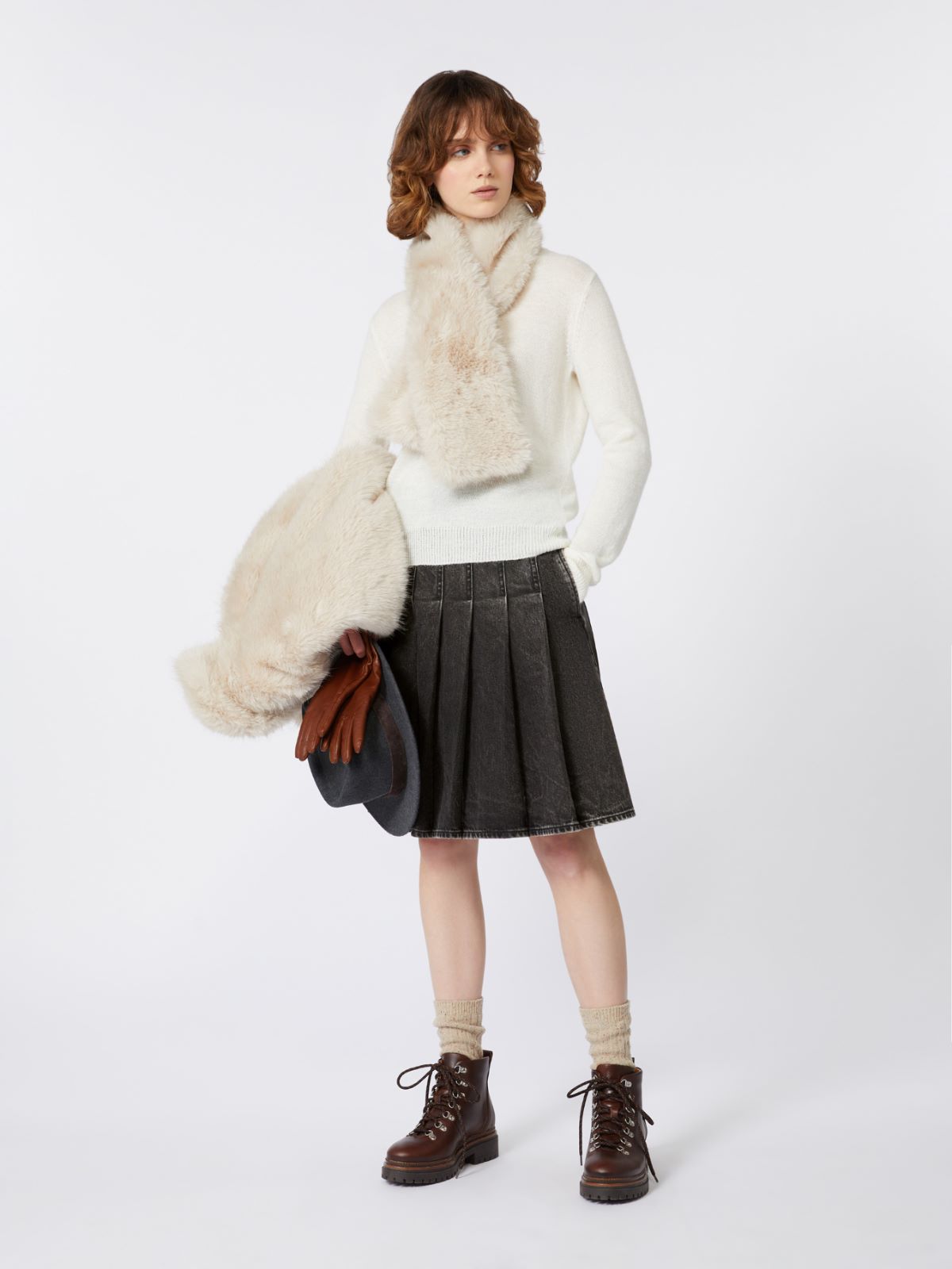 Gonna a pieghe in denim - NERO - Max Mara