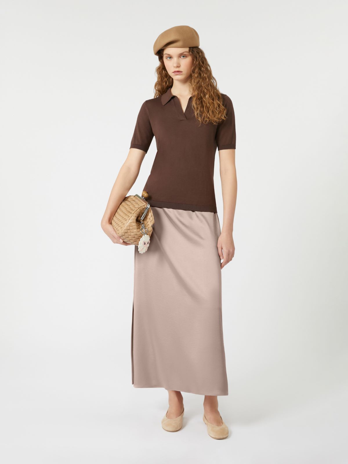 Satin calf-length skirt - POWDER - Max Mara