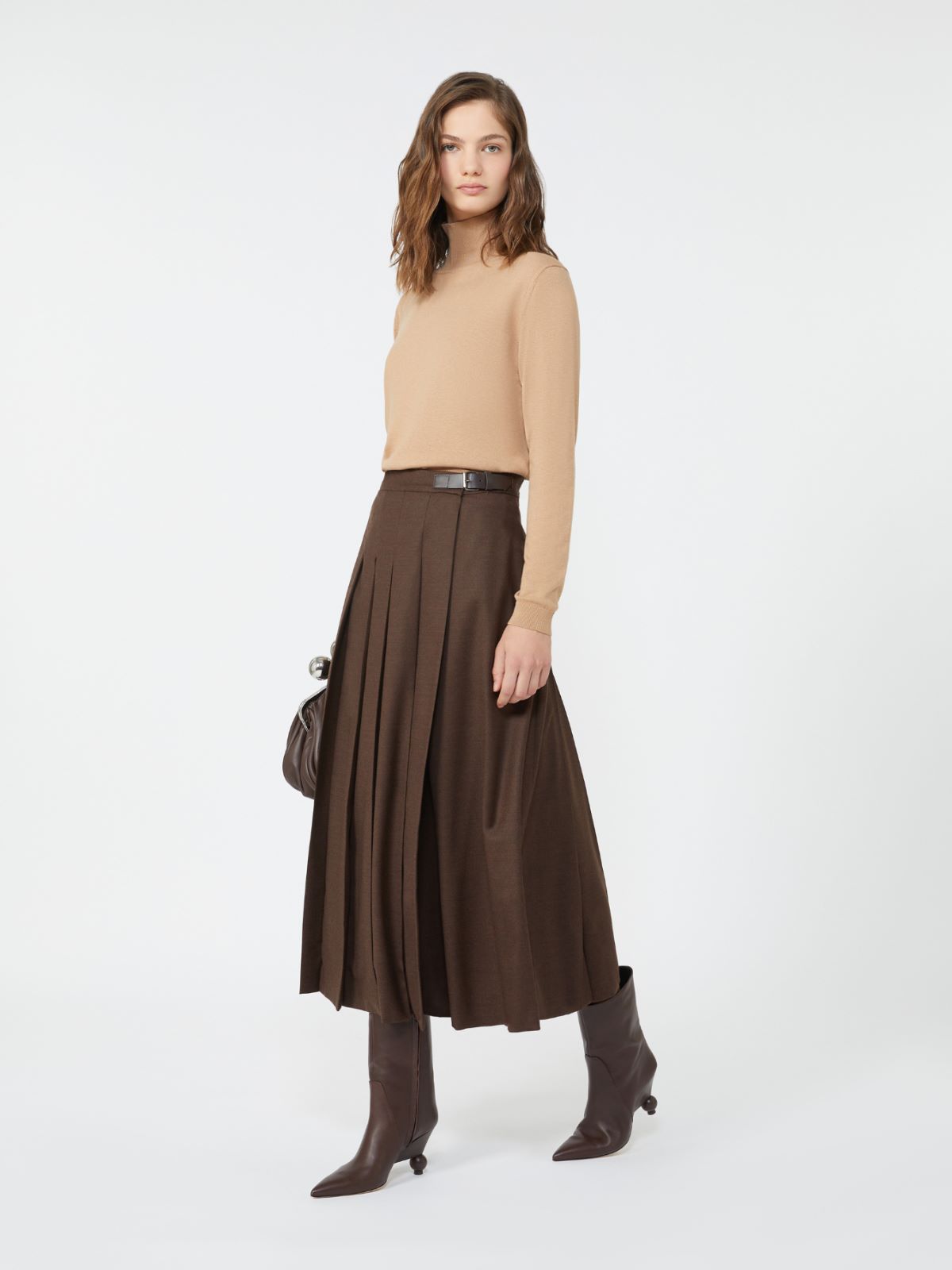 Wool wrap skirt - CHOCOLATE - Max Mara