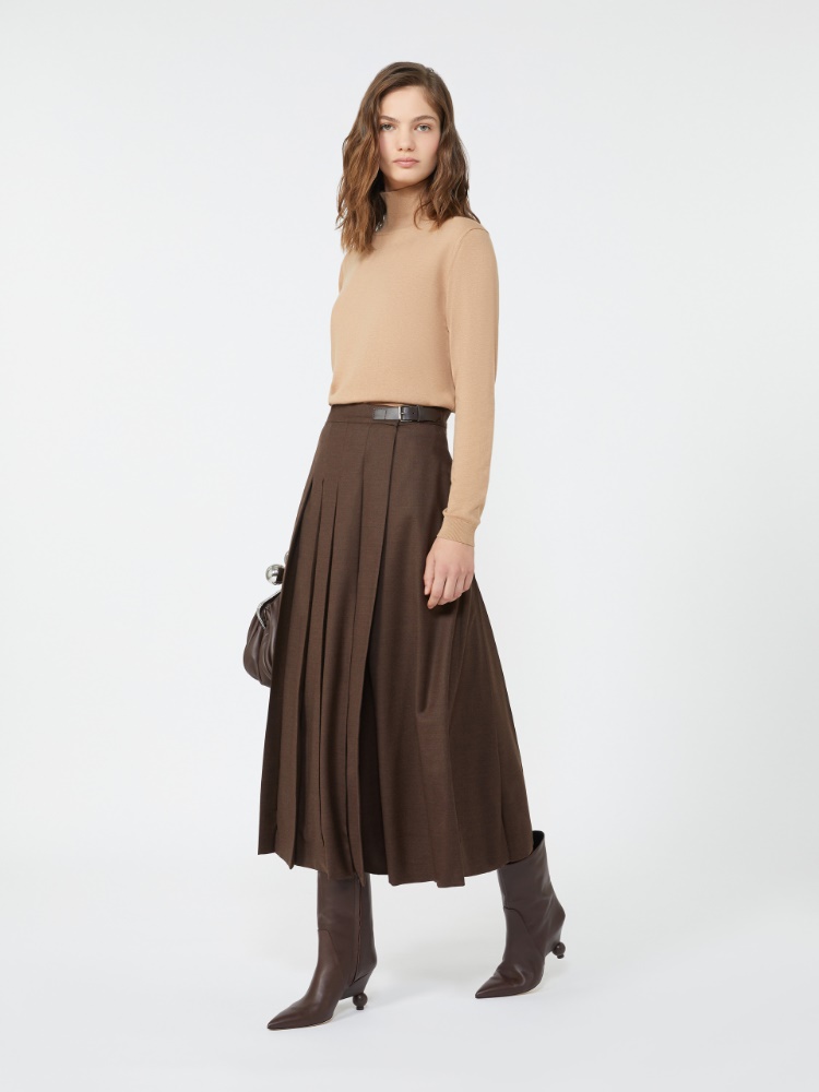 Wool wrap skirt - CHOCOLATE - Max Mara